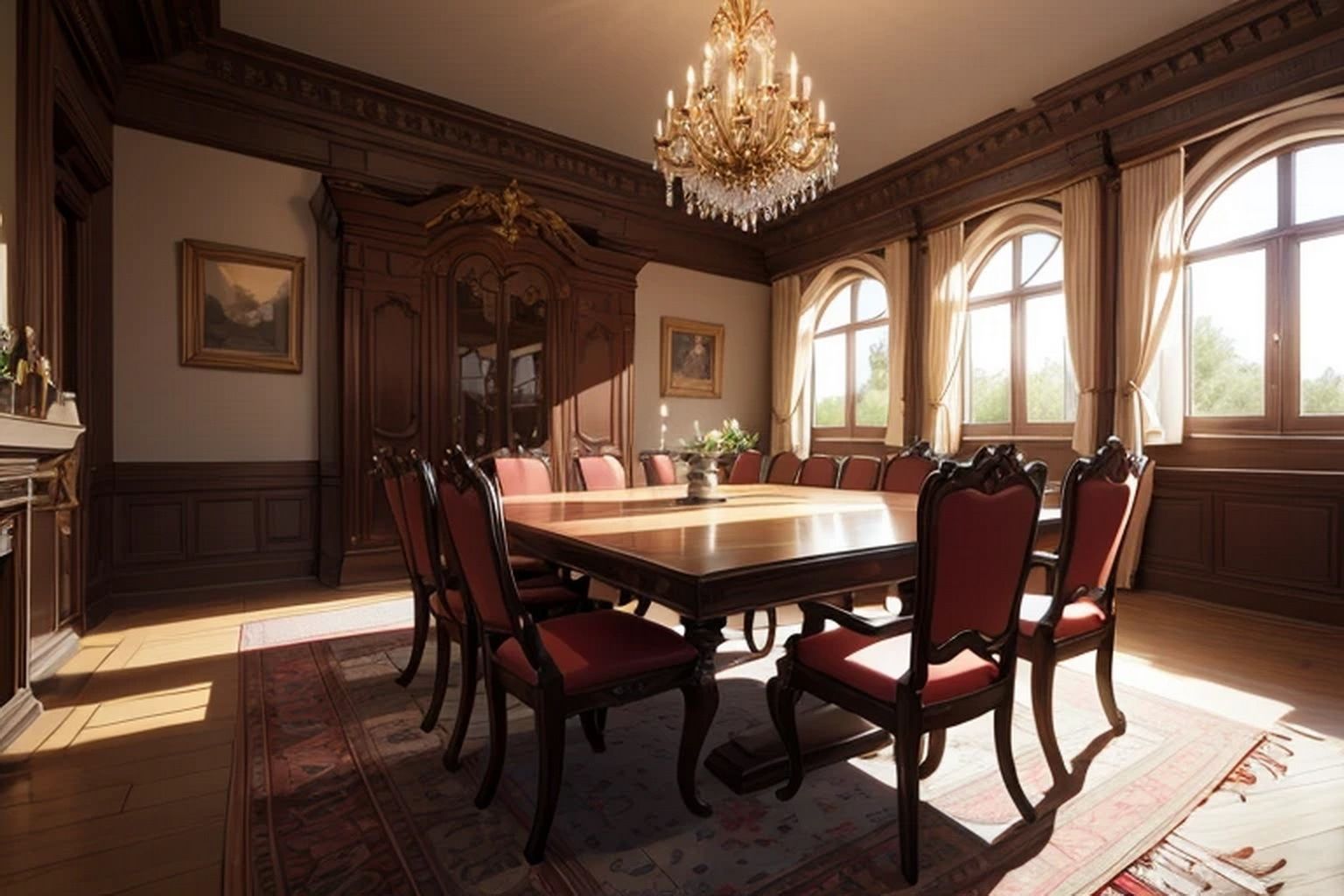 サンプル画像2:城・屋敷の会議室  背景素材(豊川内角) [d_546166]