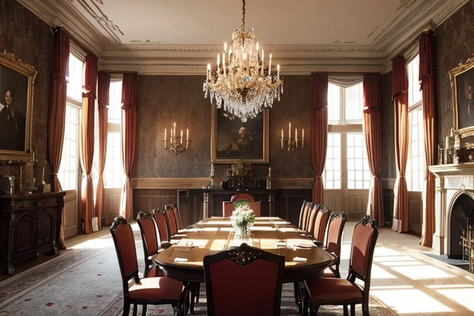 サンプル画像3:城・屋敷の会議室  背景素材(豊川内角) [d_546166]