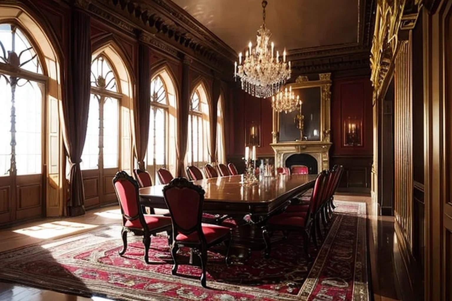 サンプル画像4:城・屋敷の会議室  背景素材(豊川内角) [d_546166]