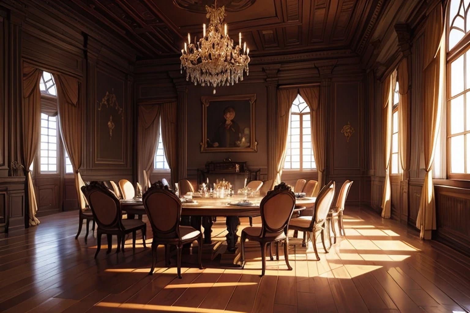 サンプル画像5:城・屋敷の会議室  背景素材(豊川内角) [d_546166]