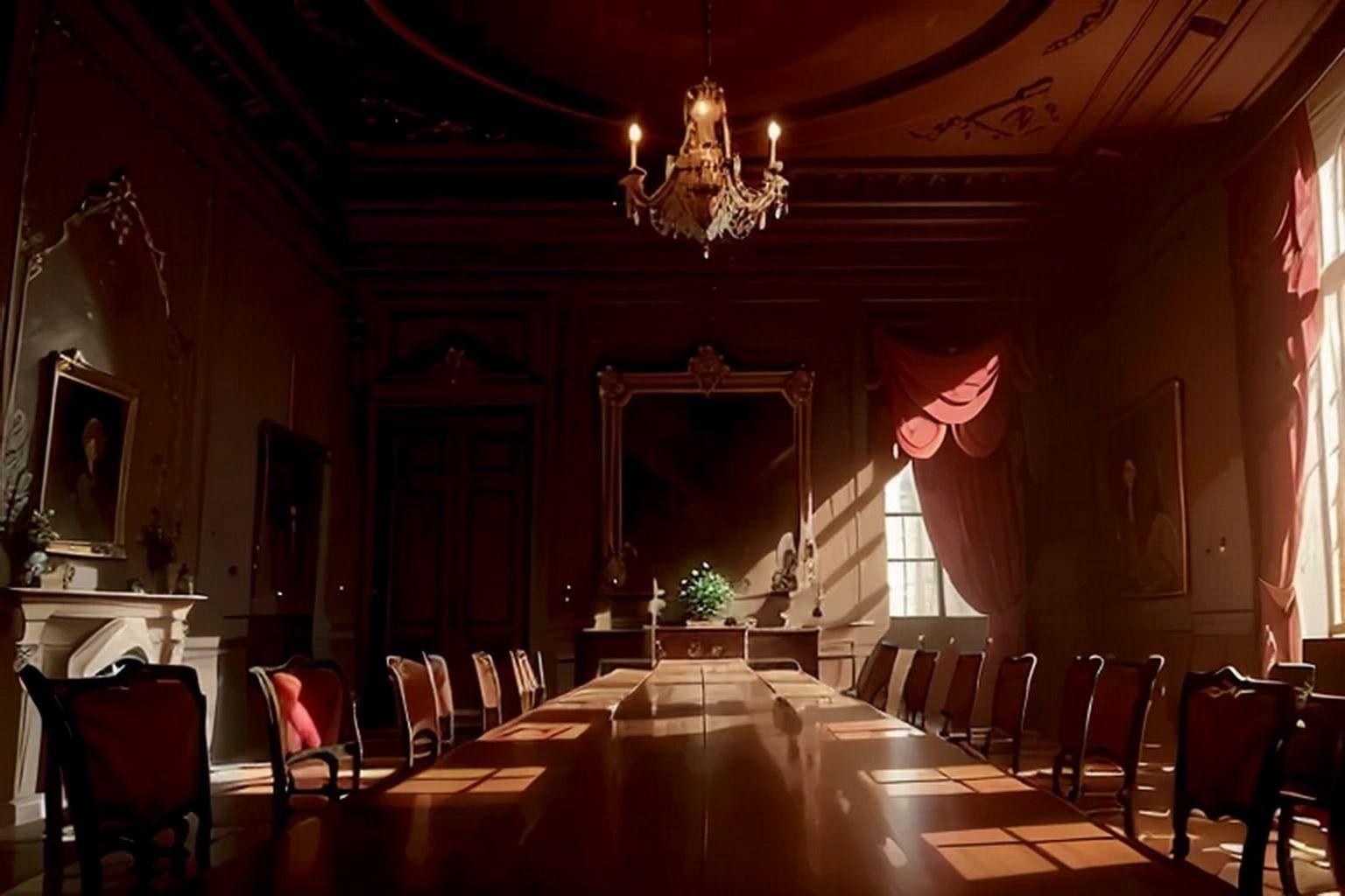 サンプル画像6:城・屋敷の会議室  背景素材(豊川内角) [d_546166]