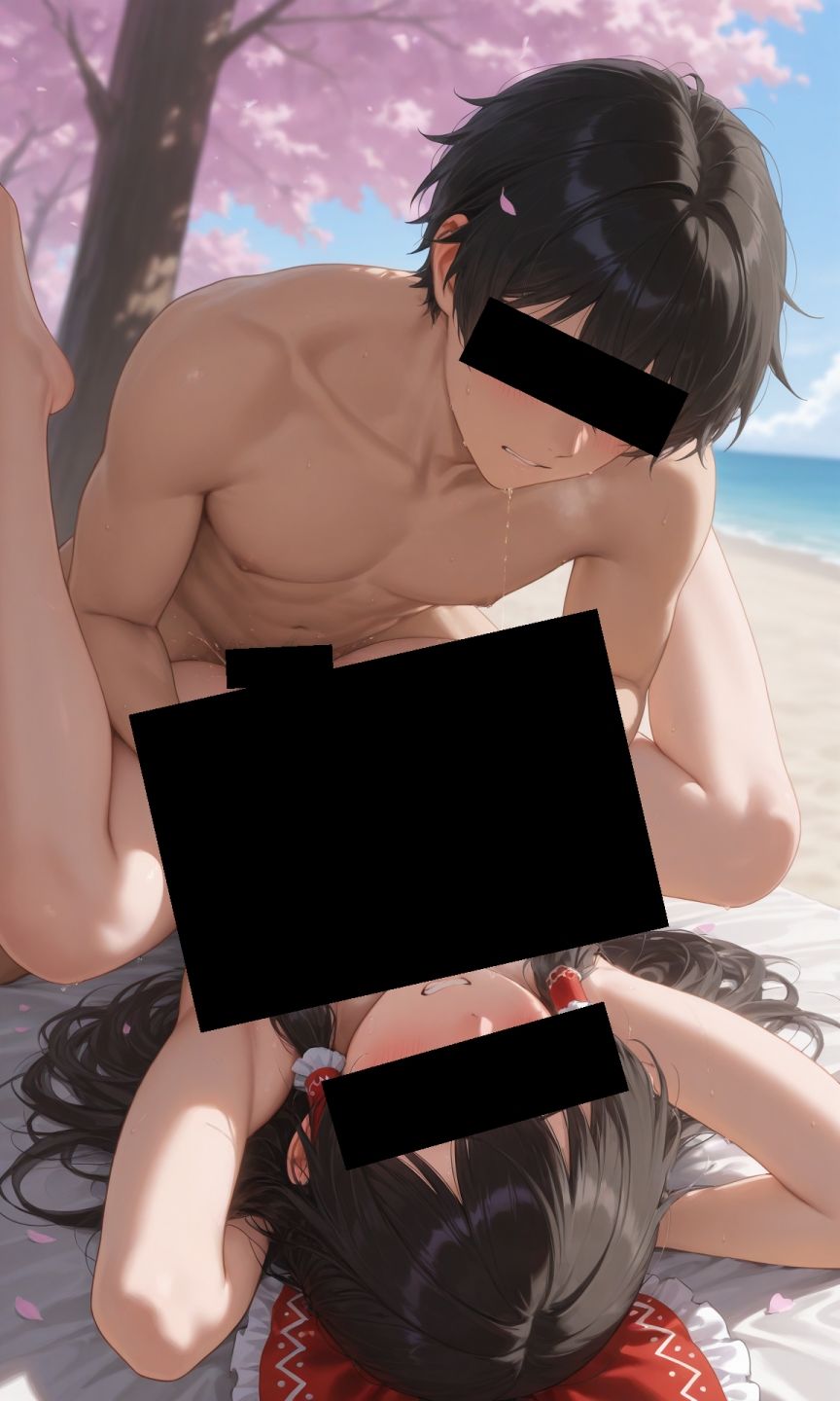 サンプル画像1:魔理沙は霊夢のえっちな写真を撮りたいようです。〜春の風の強い昼の海編〜(ゆるふわ研究所) [d_546350]