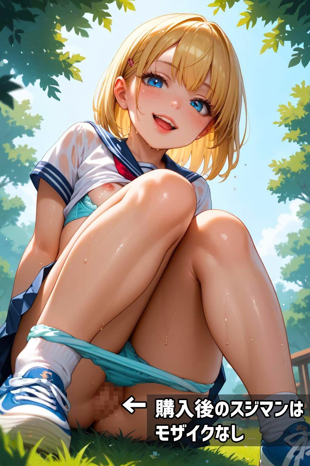 お父さんと金髪18歳娘の野外ノーパンチラのスジマン撮影会  縦向きバージョン AI学校 エロ画像2