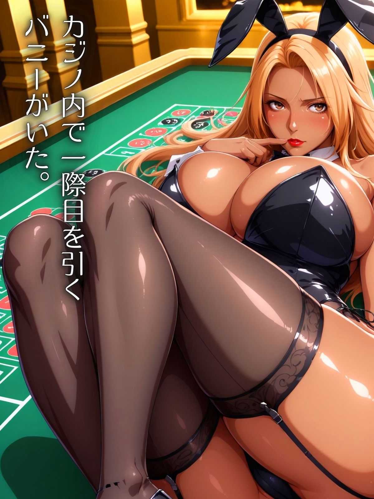 サンプル画像2:ブラックジャックよりもアツい！？  黒ギャルバニーでフル射精！(身勝手) [d_546559]