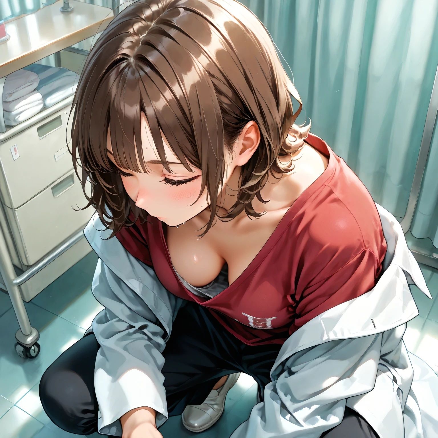 サンプル画像2:AIイラスト  保険の先生「藤崎美桜の日常」(AI工房ひげめがね) [d_547300]