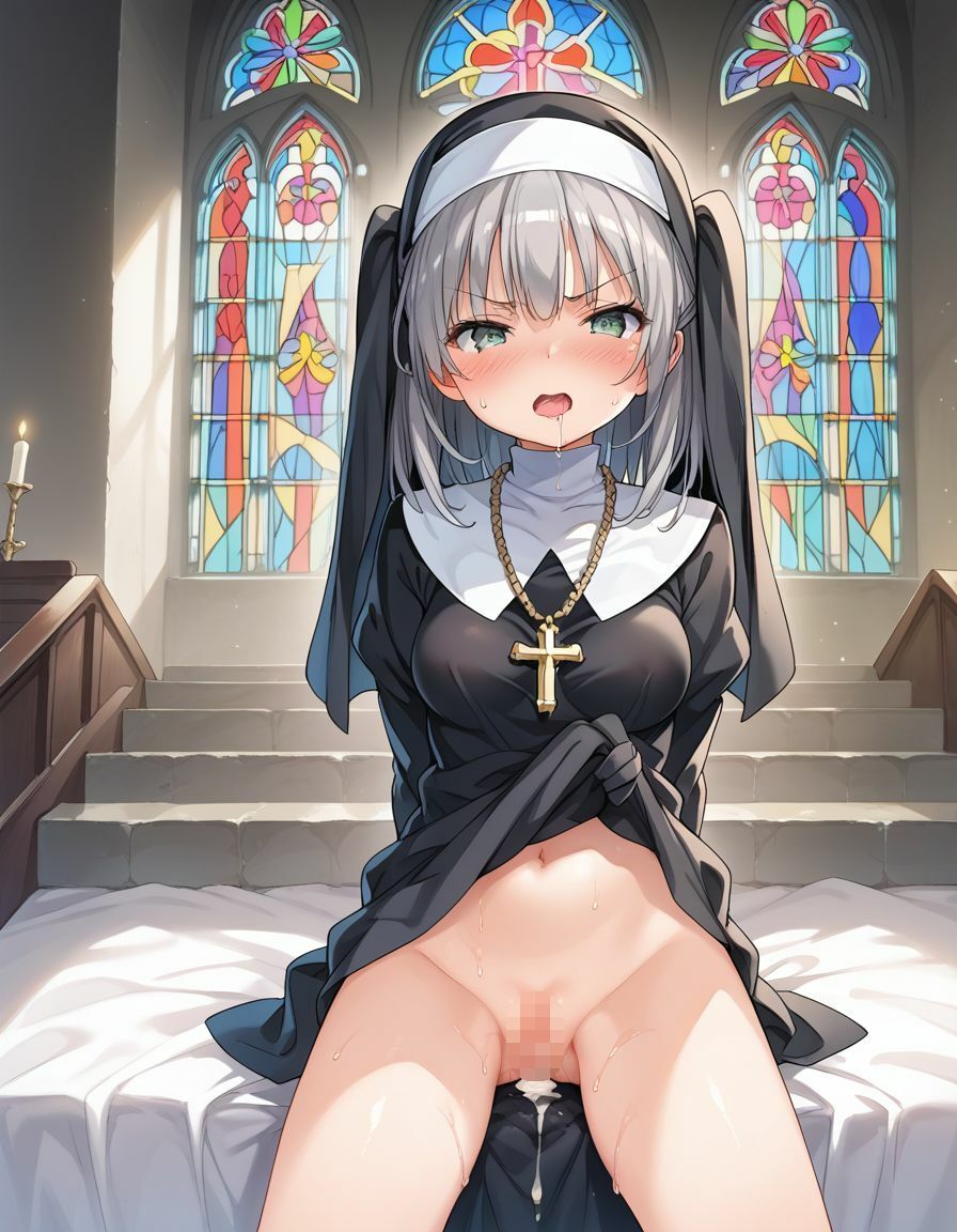 サンプル画像3:教会で信者たちに中出しされるシスターちゃん1(生田絵梨花) [d_547486]