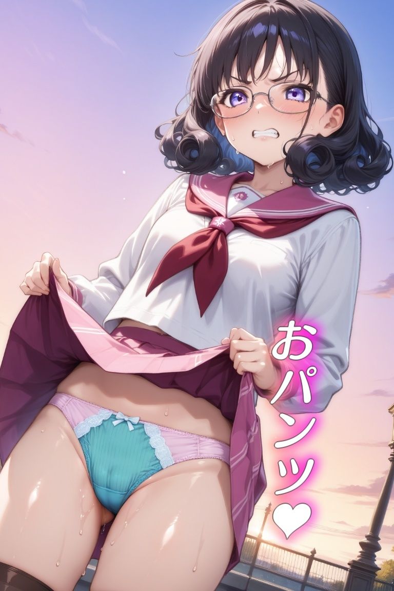 サンプル画像3:嫌な顔してパンツ見せてくる女の子〜セーラー服編〜(AIパンツ部) [d_547530]