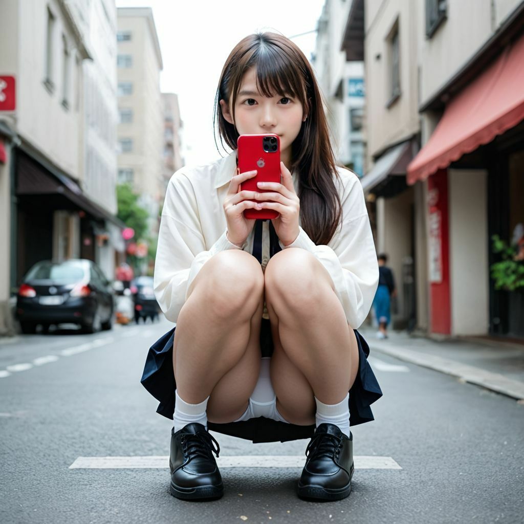 サンプル画像4:しゃがみ女子〜太もも・脚・パンチラを楽しむ画像集(AI美エロ) [d_547612]