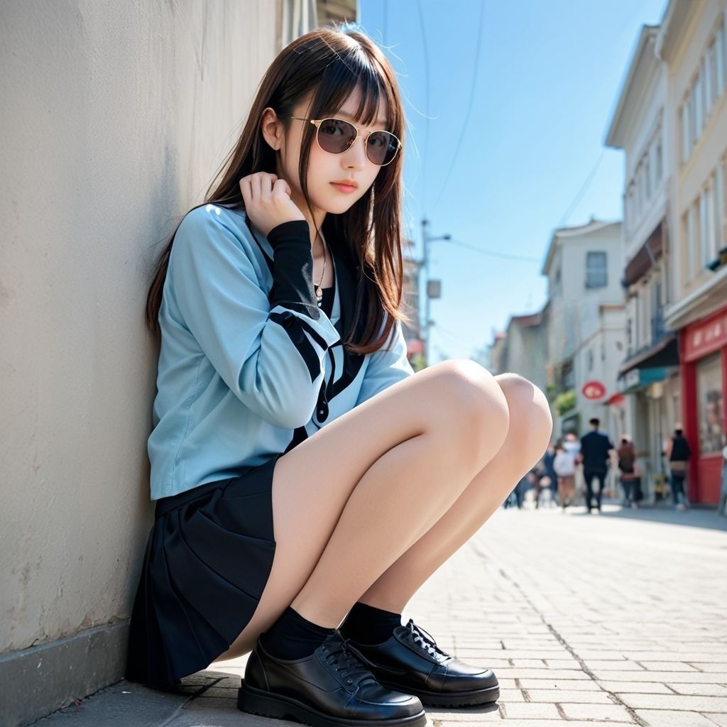 サンプル画像5:しゃがみ女子〜太もも・脚・パンチラを楽しむ画像集(AI美エロ) [d_547612]