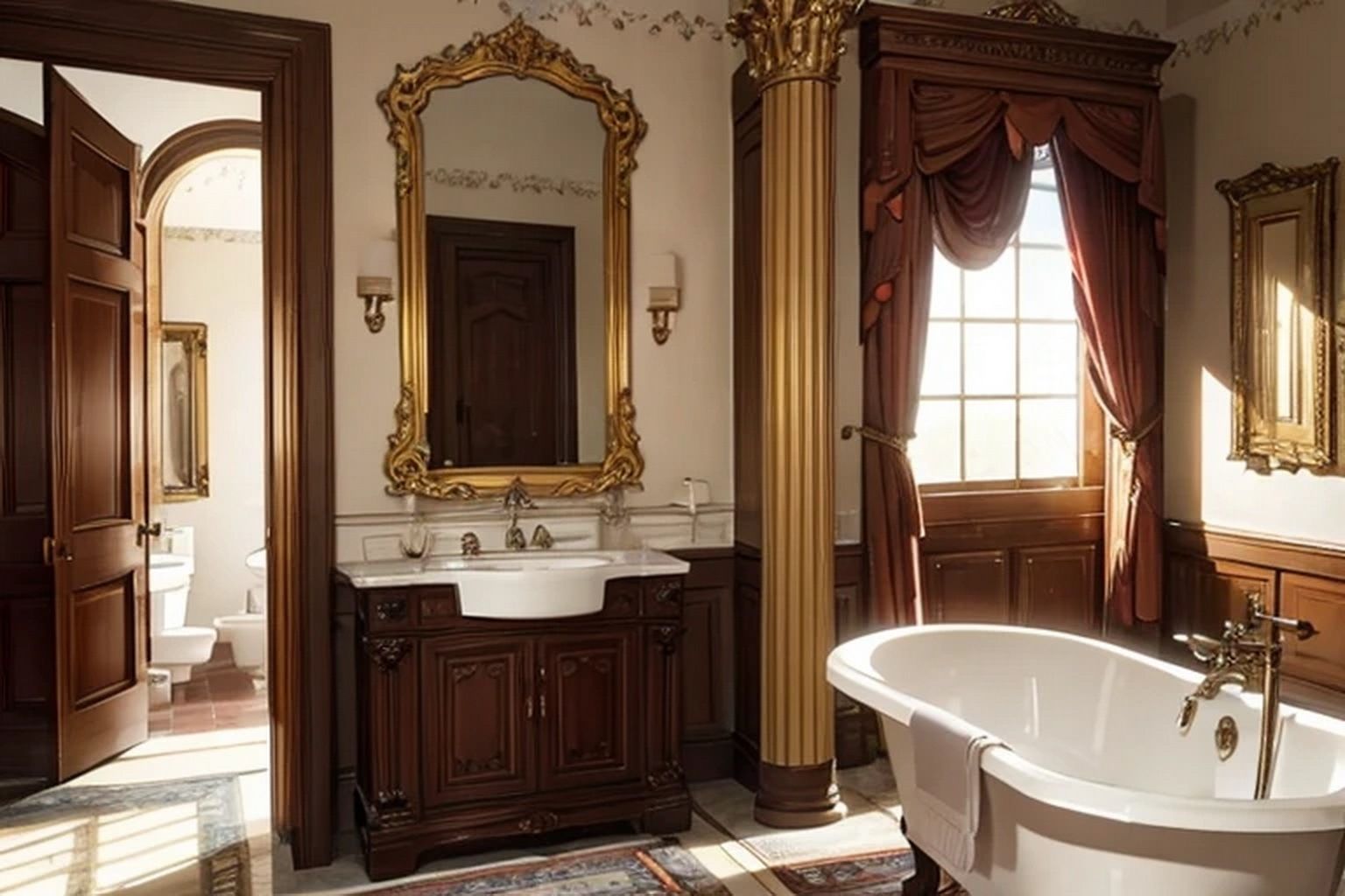 サンプル画像1:城・屋敷のバスルーム  背景素材(豊川内角) [d_547685]