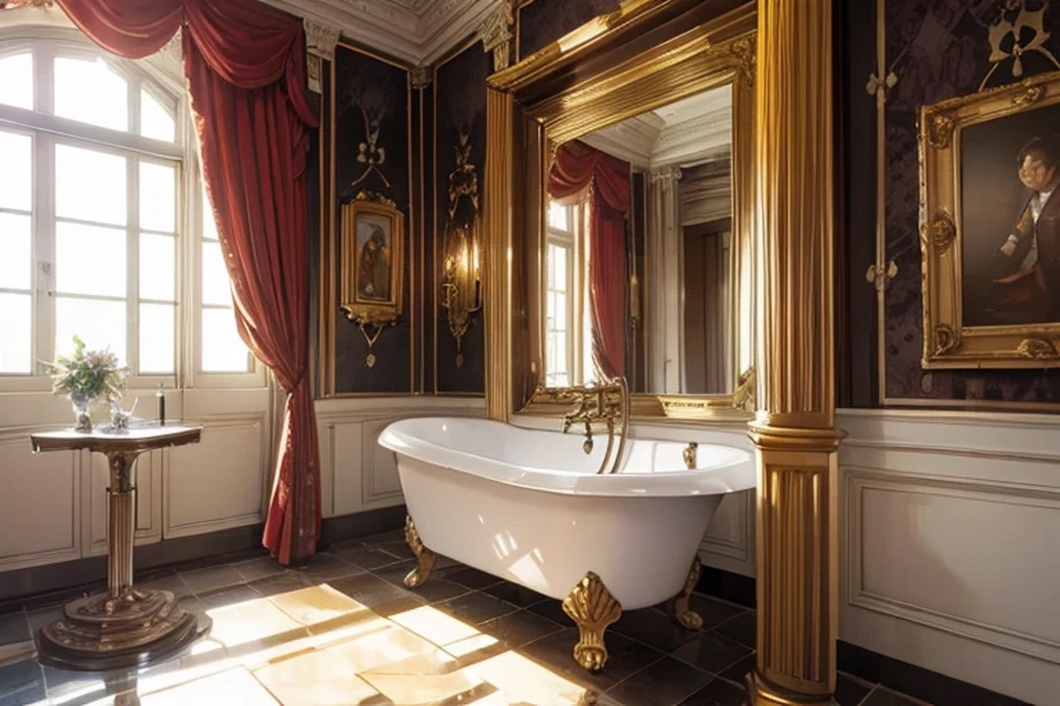 サンプル画像3:城・屋敷のバスルーム  背景素材(豊川内角) [d_547685]