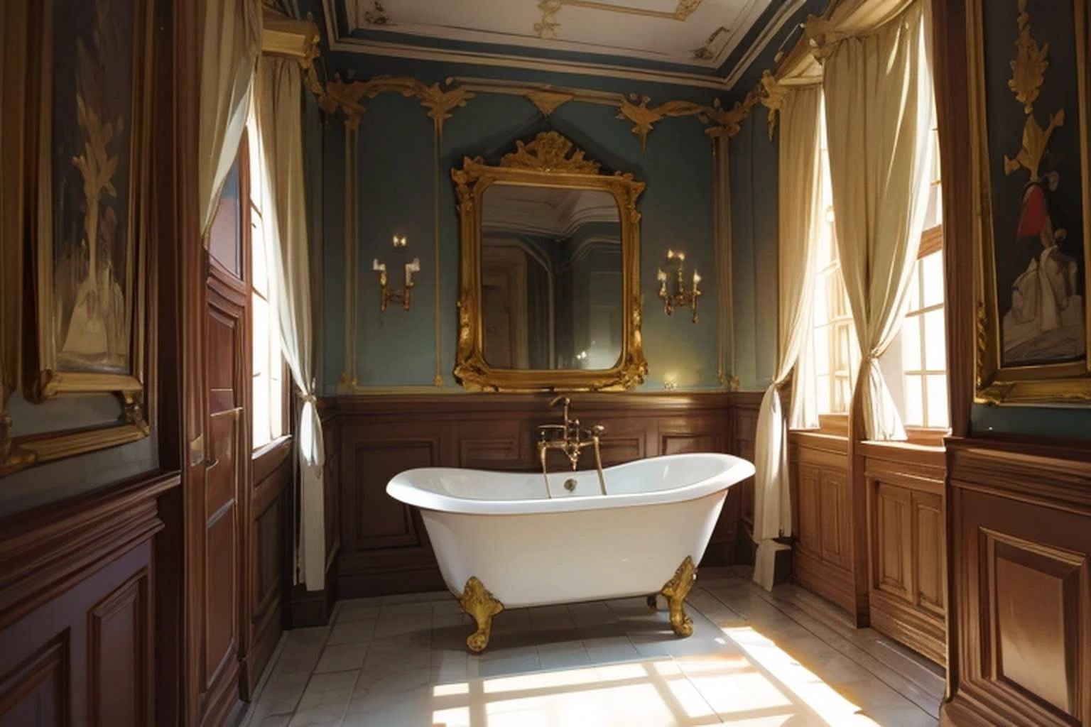 サンプル画像4:城・屋敷のバスルーム  背景素材(豊川内角) [d_547685]