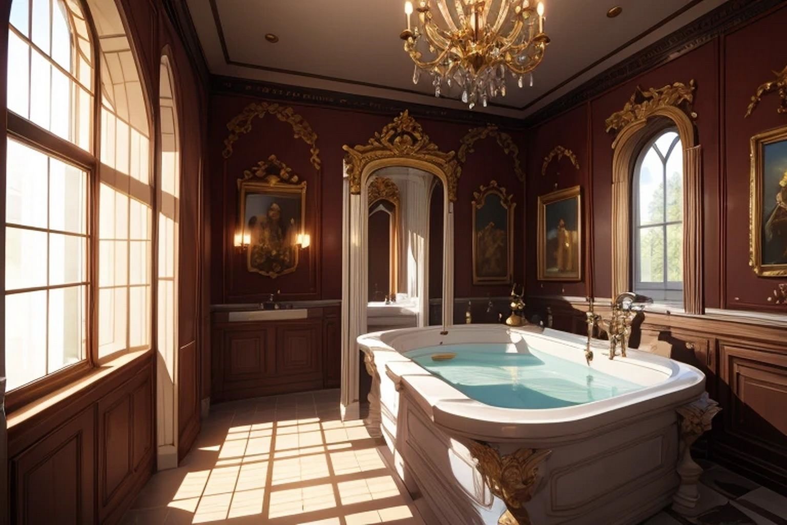 サンプル画像5:城・屋敷のバスルーム  背景素材(豊川内角) [d_547685]