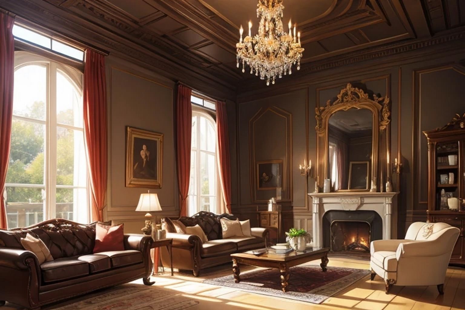 サンプル画像2:城・屋敷の応接室  背景素材(豊川内角) [d_547690]