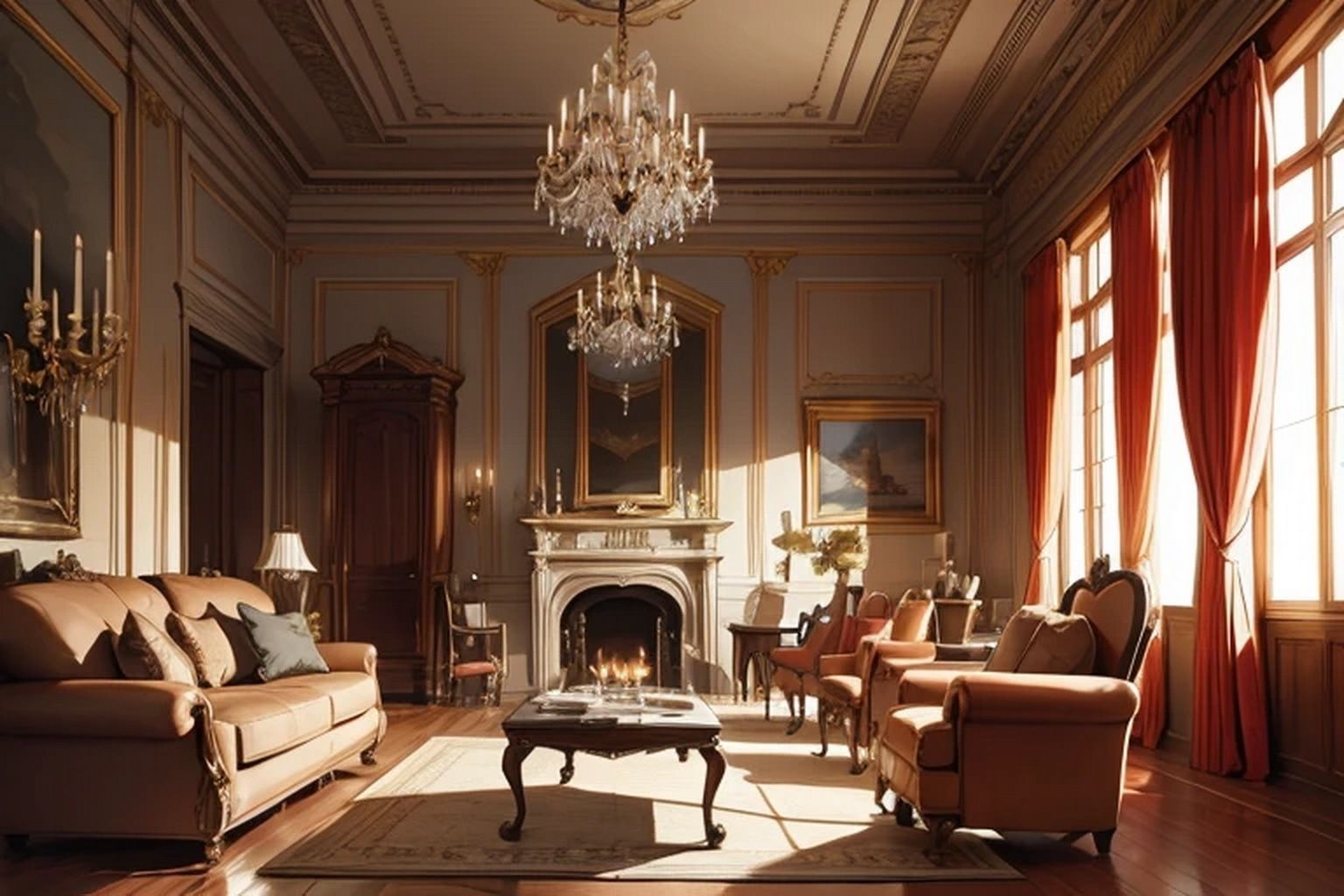 サンプル画像3:城・屋敷の応接室  背景素材(豊川内角) [d_547690]