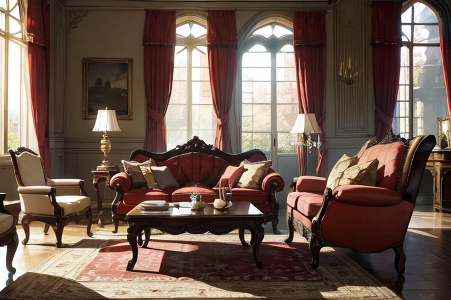 サンプル画像4:城・屋敷の応接室  背景素材(豊川内角) [d_547690]