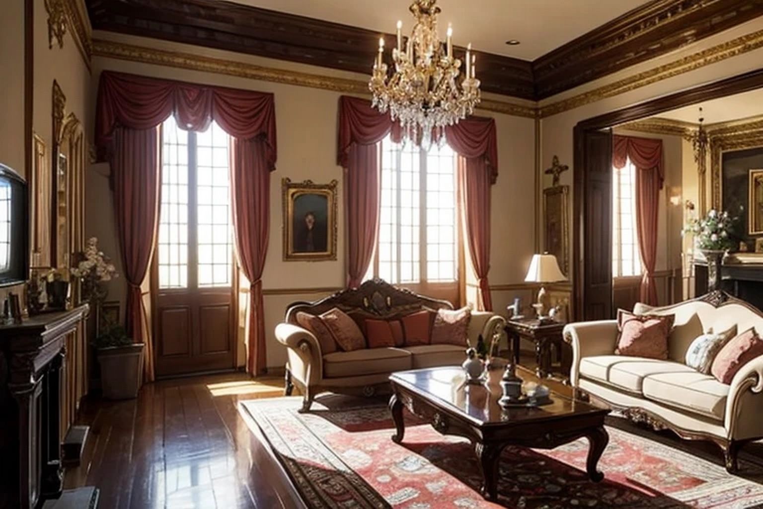 サンプル画像5:城・屋敷の応接室  背景素材(豊川内角) [d_547690]