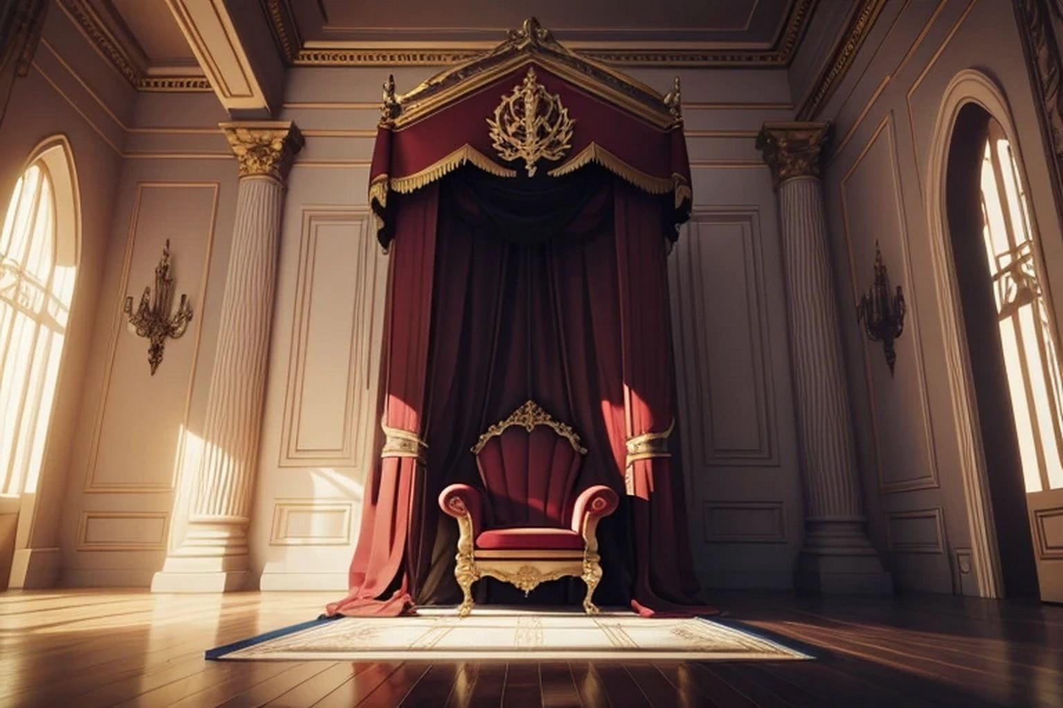 サンプル画像1:城・屋敷の玉座  背景素材(豊川内角) [d_547707]