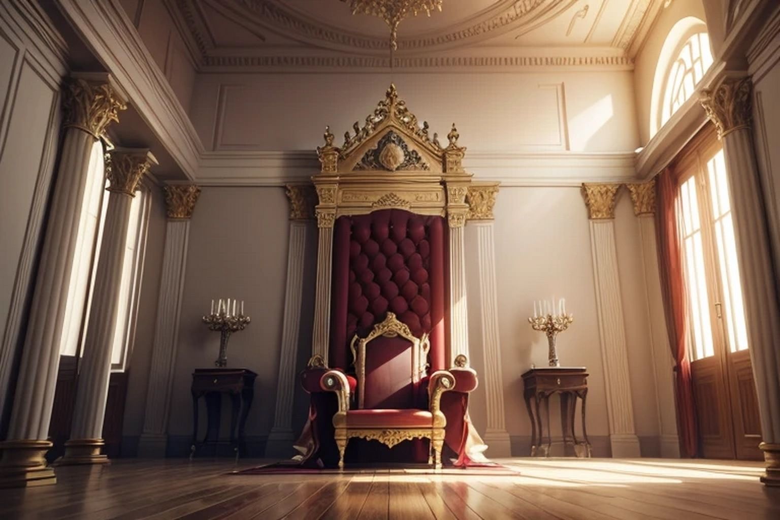 サンプル画像6:城・屋敷の玉座  背景素材(豊川内角) [d_547707]