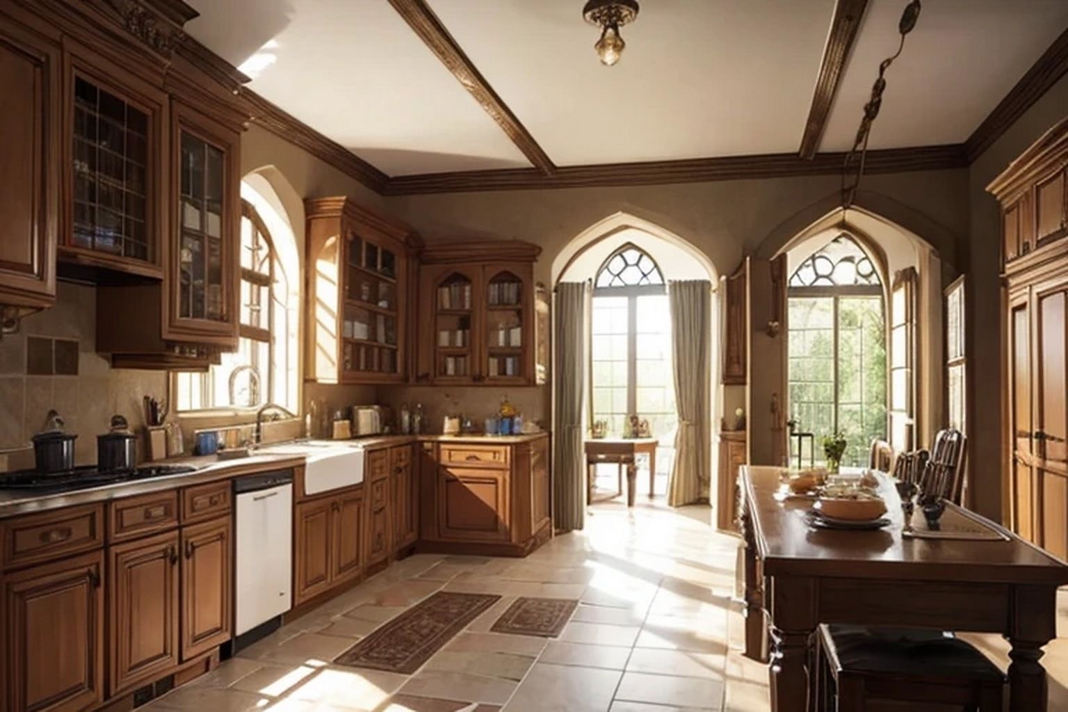 サンプル画像2:城・屋敷の調理室  背景素材(豊川内角) [d_547710]