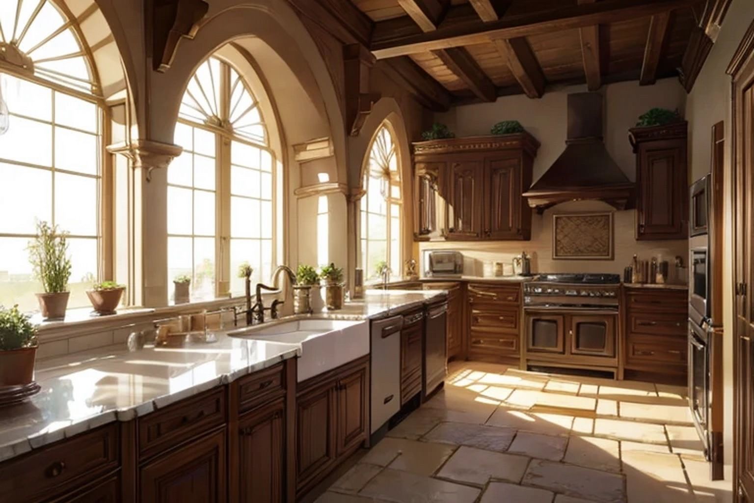 サンプル画像4:城・屋敷の調理室  背景素材(豊川内角) [d_547710]