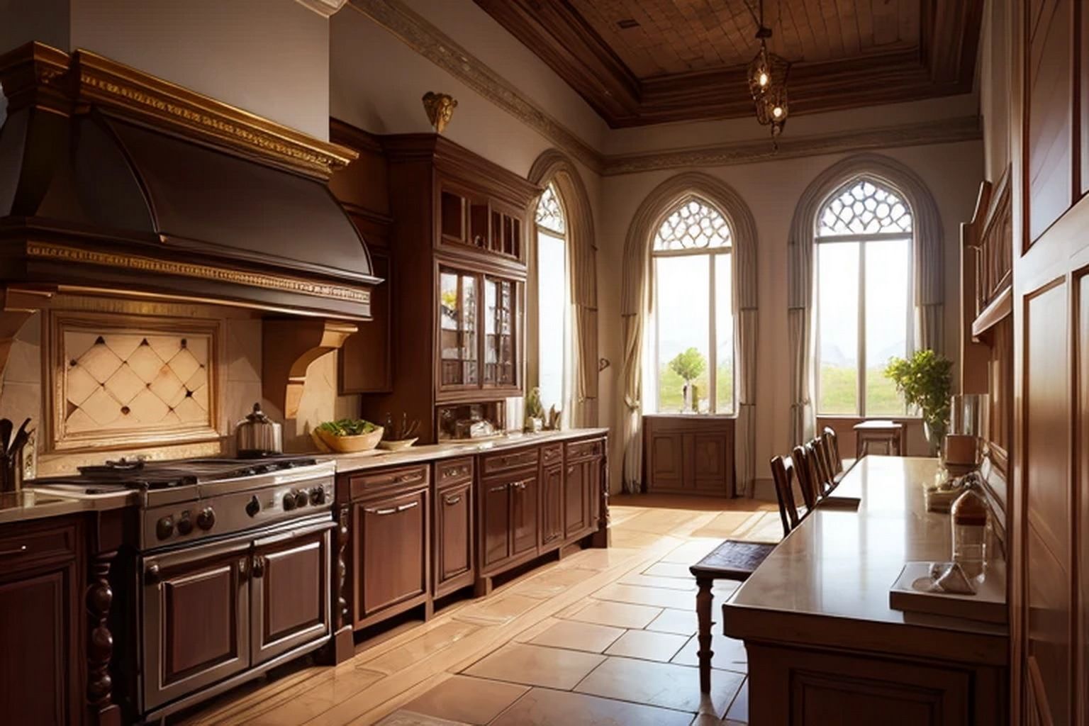 サンプル画像6:城・屋敷の調理室  背景素材(豊川内角) [d_547710]