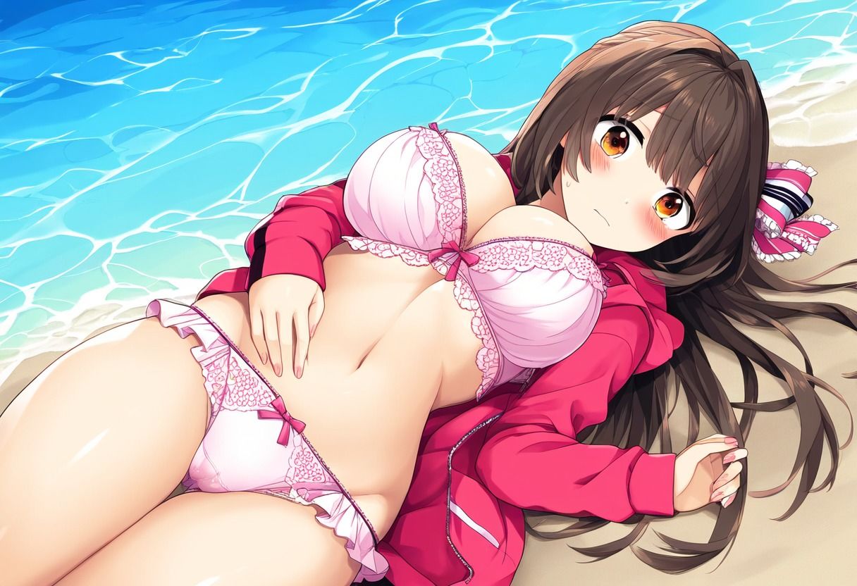 サンプル画像5:水着を忘れてビーチで下着姿の女の子  第一弾(暇つぶし  AI  趣味全開) [d_547837]