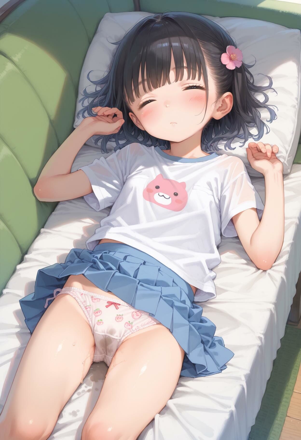 サンプル画像2:妹の染みつきパンティ開脚丸出しで爆睡(AI_Shiteru) [d_547896]