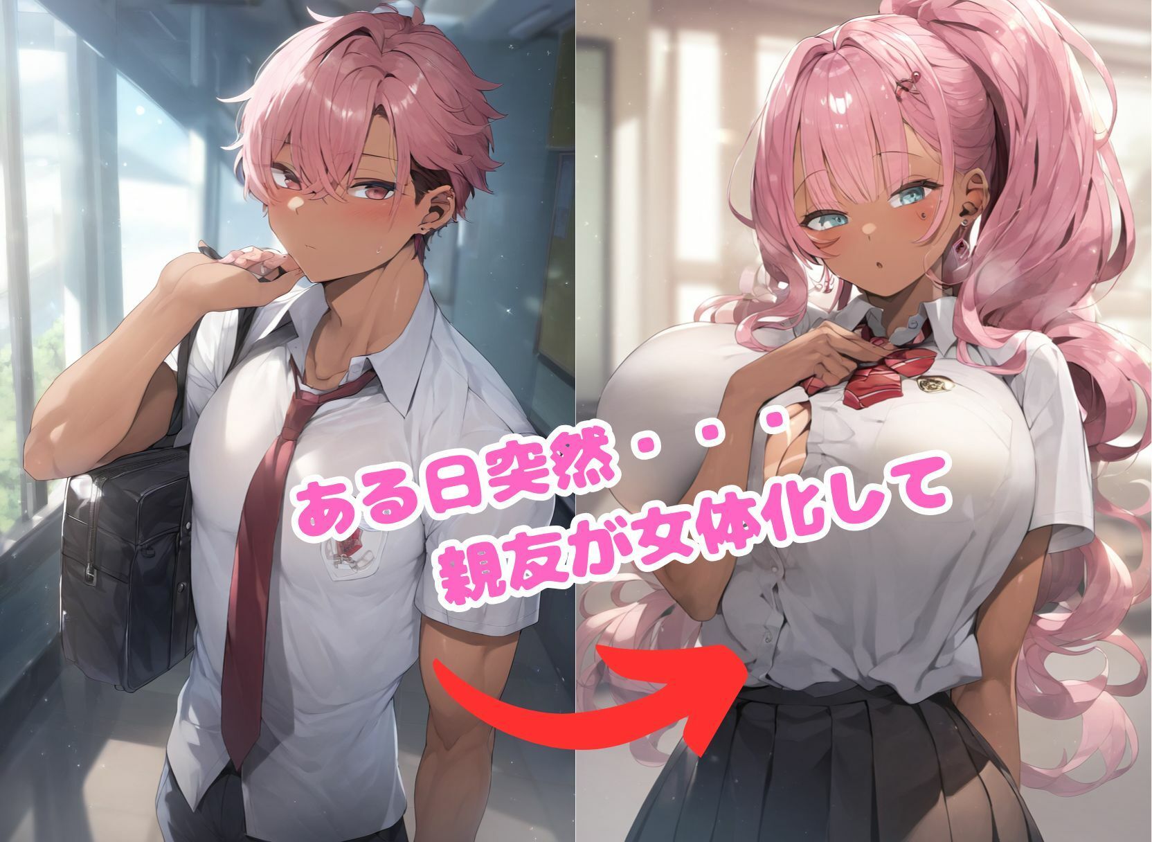 サンプル画像1:〜性転換TS〜  女体化して黒ギャルになった親友とハメまくる(まんまん屋) [d_547929]