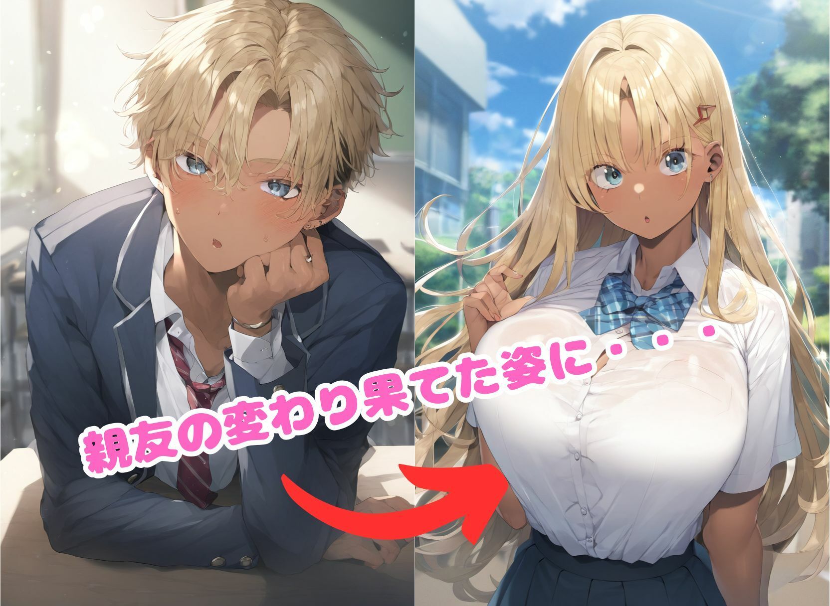 サンプル画像3:〜性転換TS〜  女体化して黒ギャルになった親友とハメまくる(まんまん屋) [d_547929]