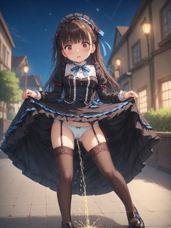 サンプル画像2:ふりふりの洋服を着たかわいい女の子がパンツをはいたままおしっこをおもらししている画像集1(えっふぇれ) [d_548185]