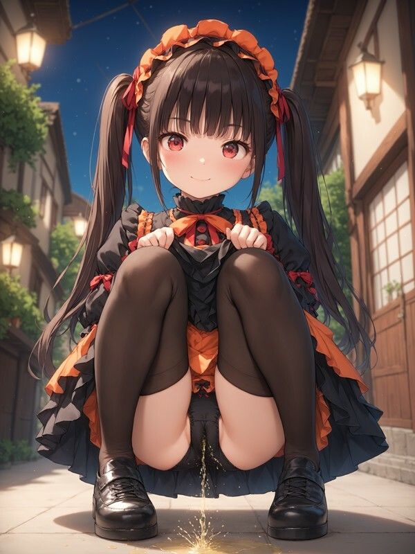 サンプル画像4:ふりふりの洋服を着たかわいい女の子がパンツをはいたままおしっこをおもらししている画像集1(えっふぇれ) [d_548185]