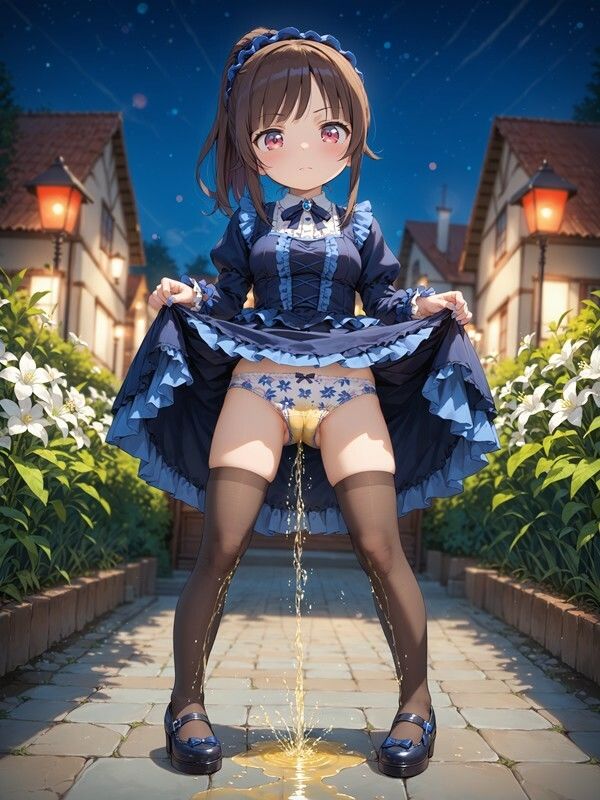 サンプル画像6:ふりふりの洋服を着たかわいい女の子がパンツをはいたままおしっこをおもらししている画像集2(えっふぇれ) [d_548188]