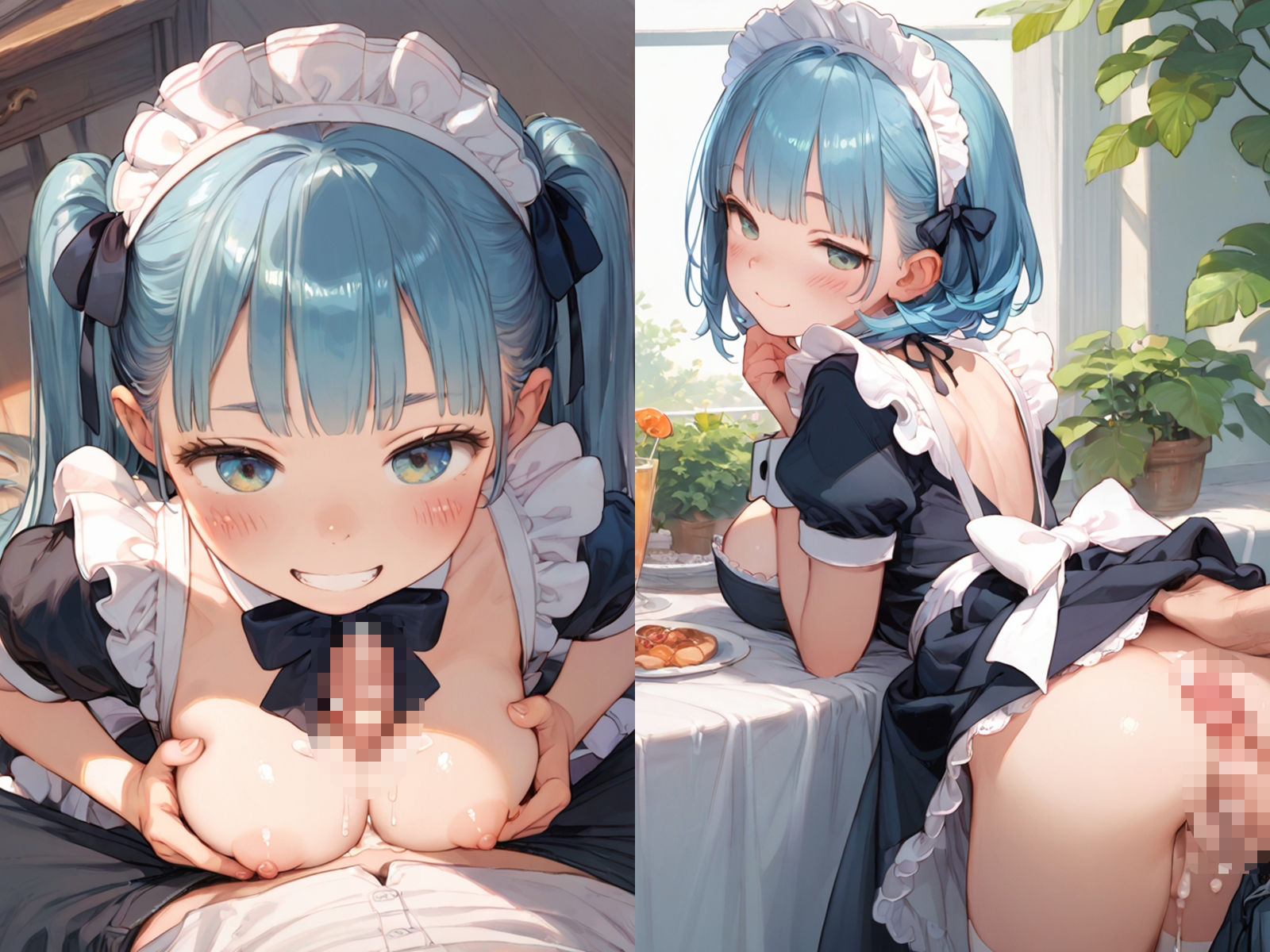 妹みたいなちっぱい青髪メイドとセックスしまくった【ボテ腹あり】3