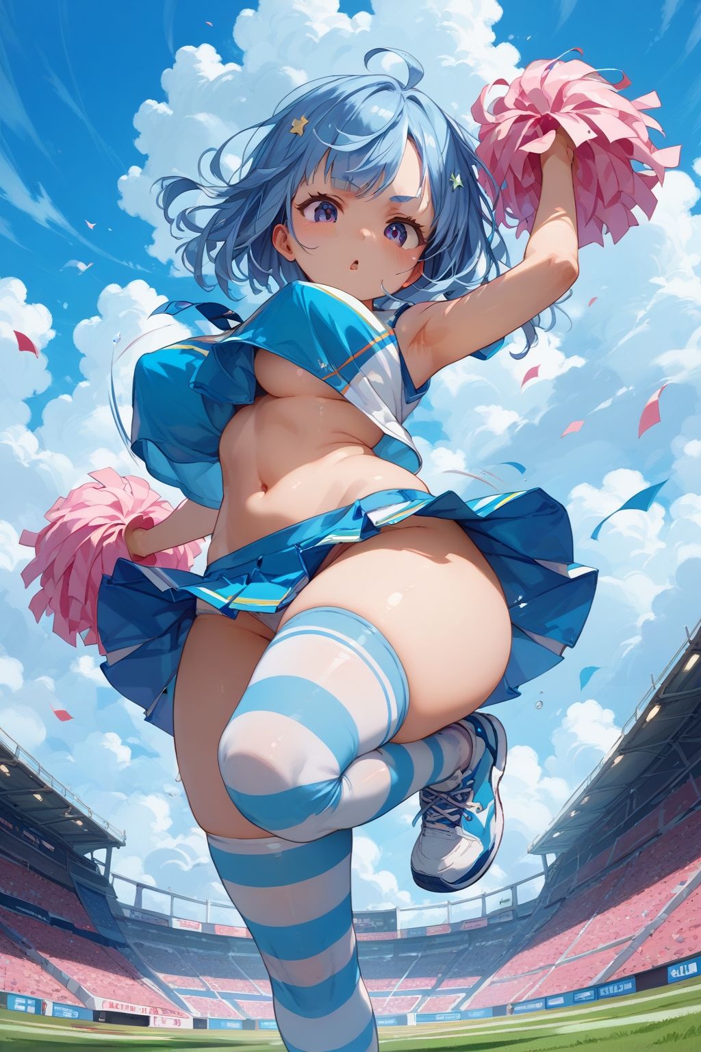 サンプル画像2:チアガールの応援はうれしいけど、アソコが元気になっちゃった(AI嗜好錯誤) [d_548582]