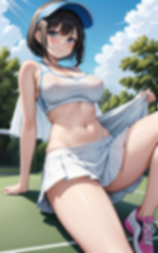 サンプル画像2:可愛いテニス部の先輩がめちゃくちゃイヤラシイ恰好で挑発してくる件について…。(AIらぶSHOW) [d_549264]