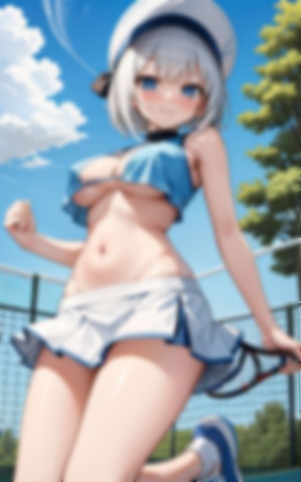 サンプル画像6:可愛いテニス部の先輩がめちゃくちゃイヤラシイ恰好で挑発してくる件について…。(AIらぶSHOW) [d_549264]