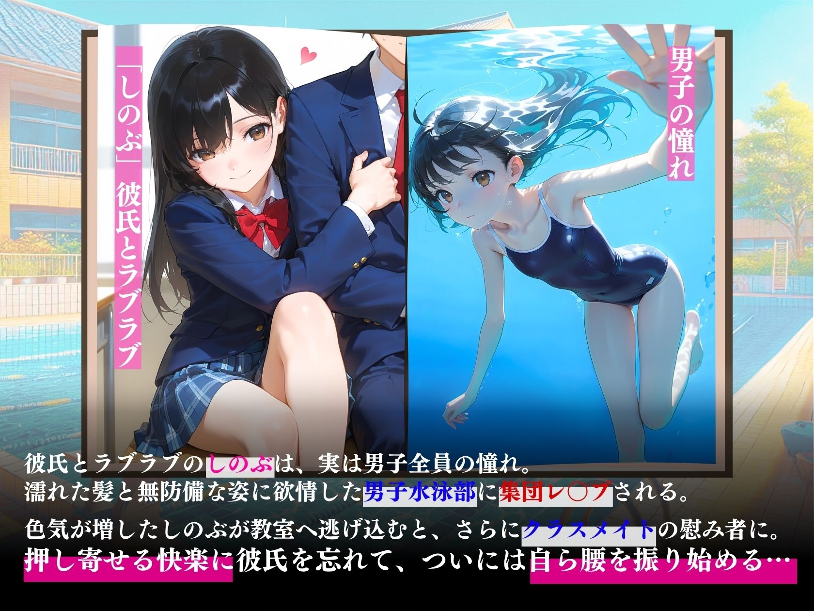 サンプル画像1:狙われたスク水処女「彼よりずっと太い…」(推し娘) [d_549476]