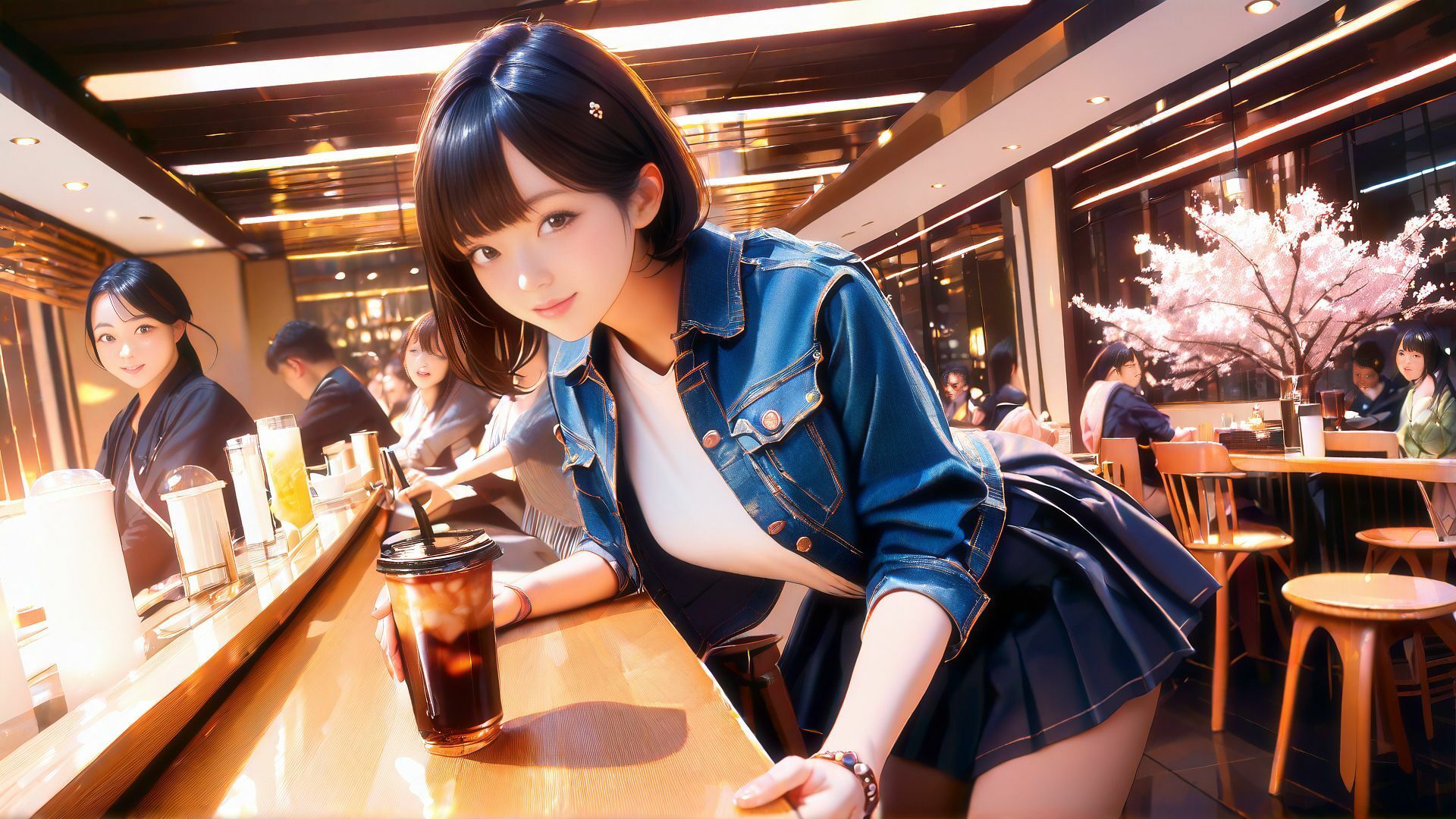 サンプル画像2:満開の桜の樹の下で(Gugh Gouf Burgers) [d_549636]