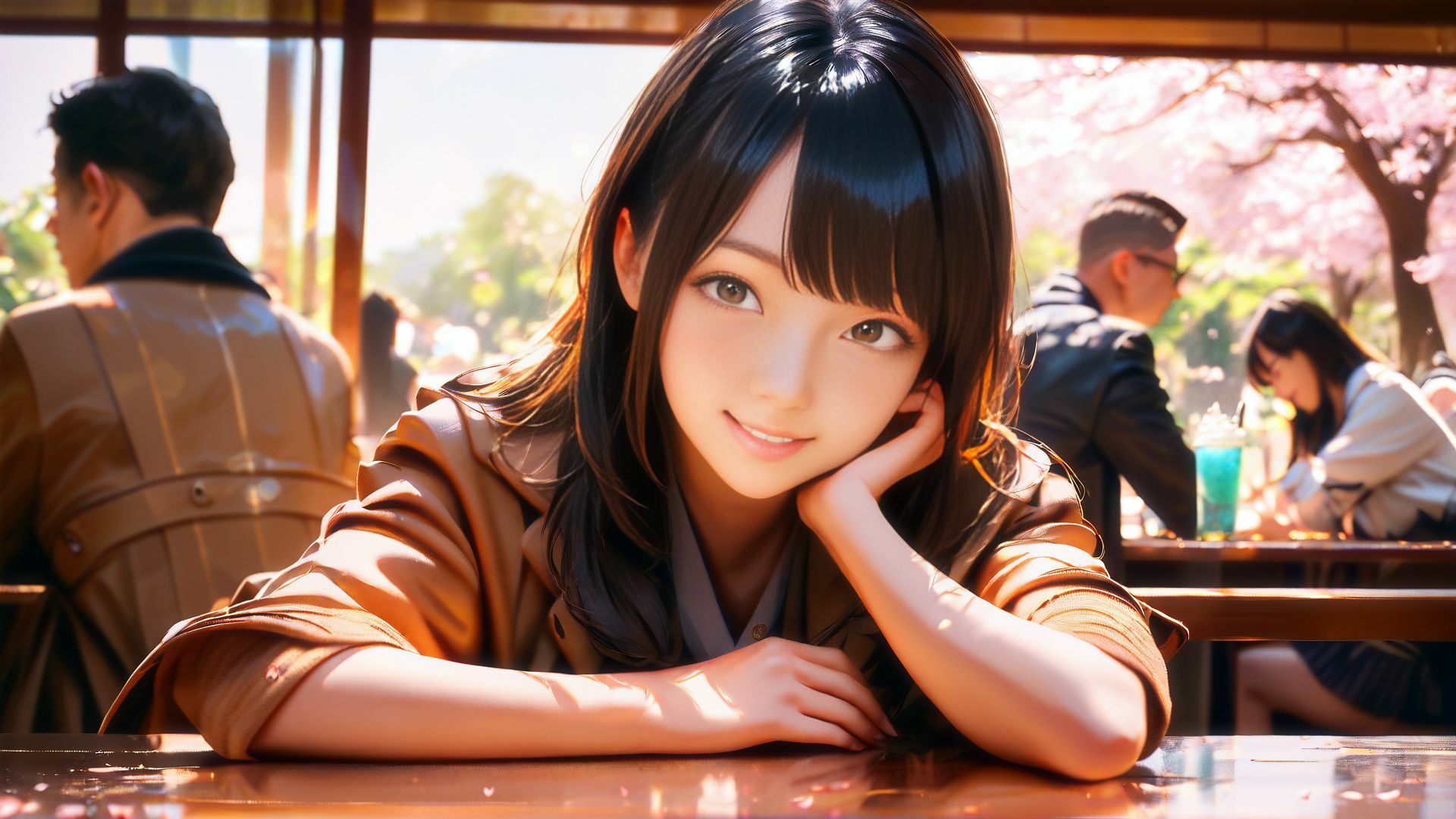 サンプル画像5:満開の桜の樹の下で(Gugh Gouf Burgers) [d_549636]