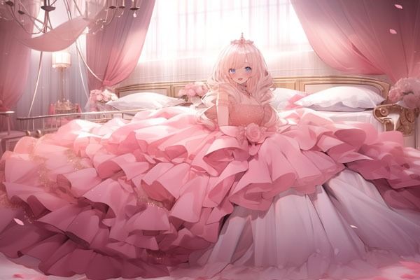 サンプル画像1:ドレス美少女39  ピンクの夢に包まれて――華麗なるドレスの少女たち(Dresscco) [d_549703]