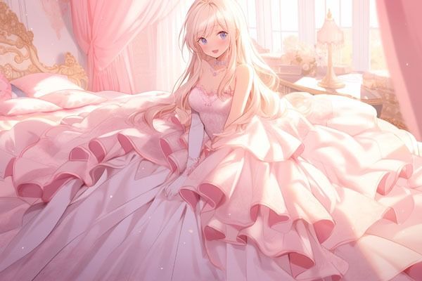 サンプル画像4:ドレス美少女39  ピンクの夢に包まれて――華麗なるドレスの少女たち(Dresscco) [d_549703]
