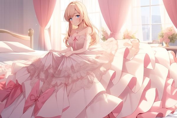 サンプル画像6:ドレス美少女39  ピンクの夢に包まれて――華麗なるドレスの少女たち(Dresscco) [d_549703]