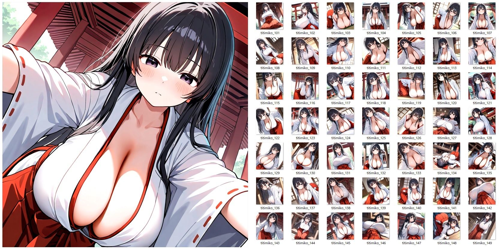 サンプル画像3:爆乳垂れ乳巫女さんのおっぱいを服の上から眺めるだけのCG集(YOG) [d_549899]