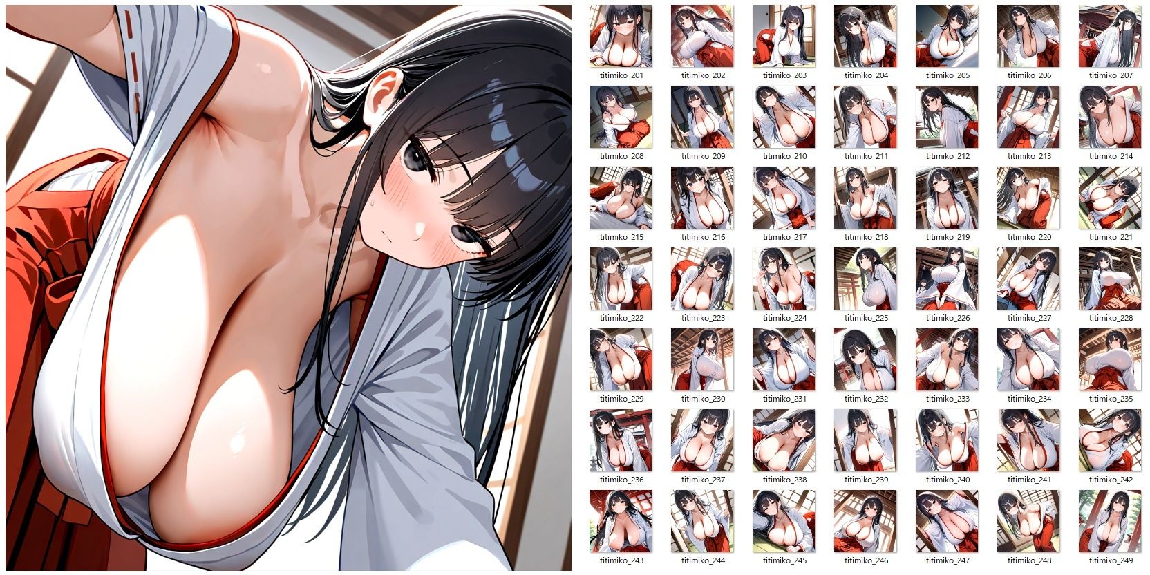 サンプル画像5:爆乳垂れ乳巫女さんのおっぱいを服の上から眺めるだけのCG集(YOG) [d_549899]