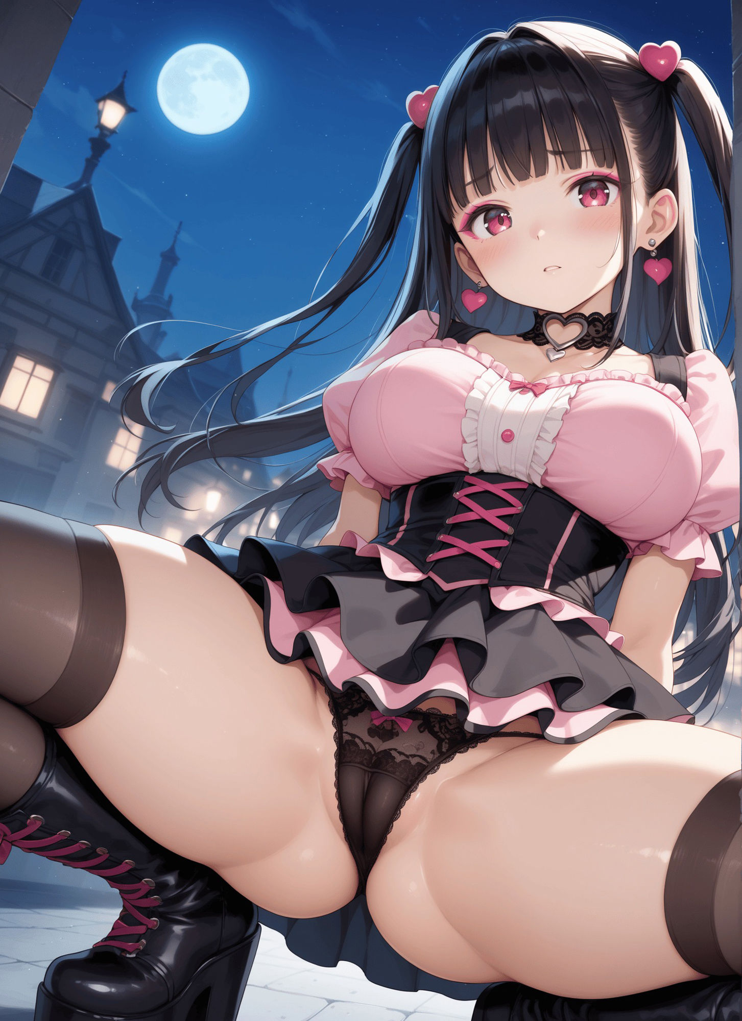 サンプル画像3:見上げたナースパンツ・見上げた地雷系パンツ・見上げた電車制服パンツ(シャインのAIイラスト) [d_550047]