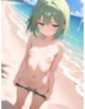ジト目の微乳美少女とビーチで！