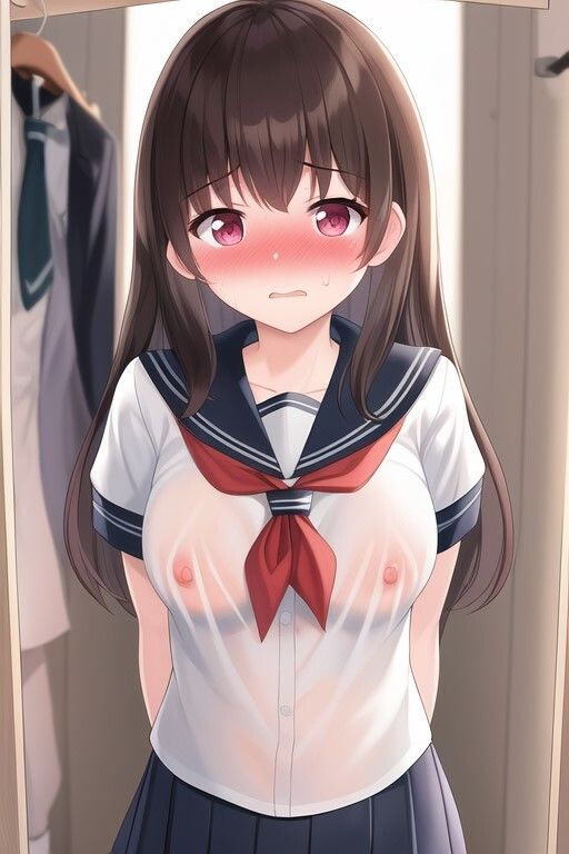 サンプル画像2:透け透けの制服を着せられて恥ずかしがっているJK(ハーレム神) [d_550285]