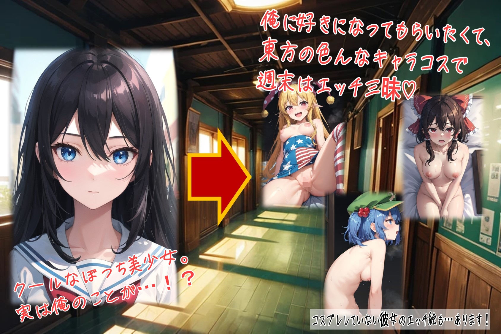 サンプル画像2:クラスのぼっち女子を助けたら〜クール系なカノジョと東〇Projectでコスプレイ？〜(くまとねこ屋) [d_550745]