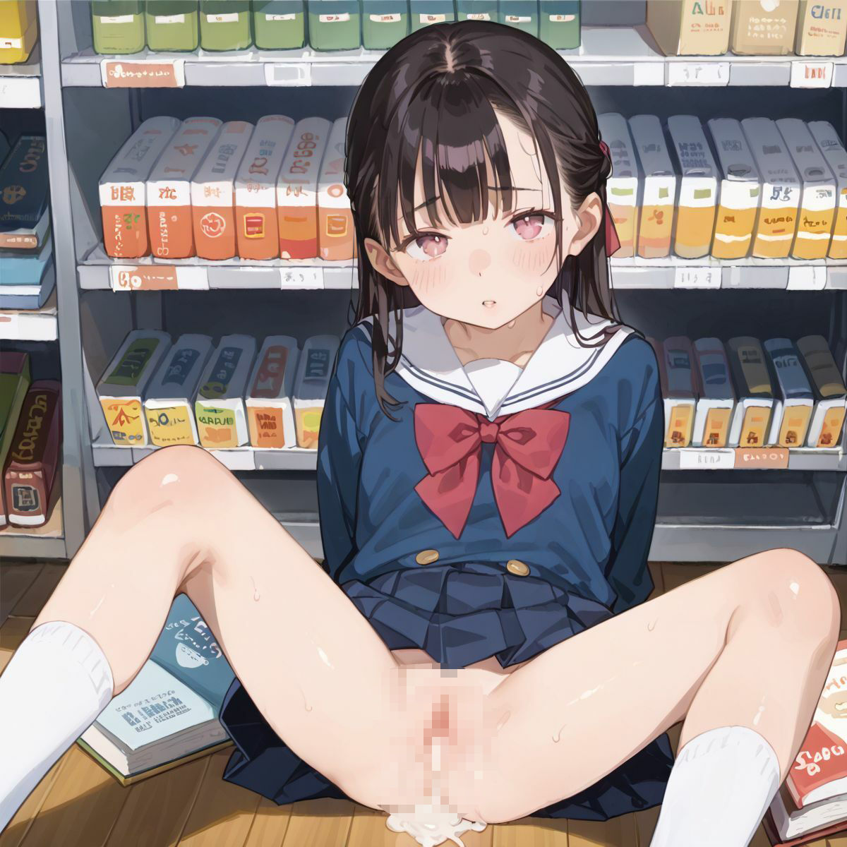 サンプル画像1:文系つるぺた少女と静かな図書館でヌルヌル中出し性交02(ロリもち) [d_550841]